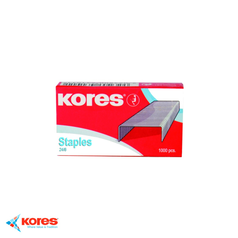 Capse pentru capsator - Capse zincate Kores 24/6, 1000 bucati per cutie, pentru capsatoare standard de birou