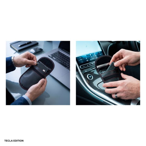 Carcasa anti-furt pentru chei si carduri, protectie RFID, cu ecranare Faraday, fixare velcro, Negru [4]