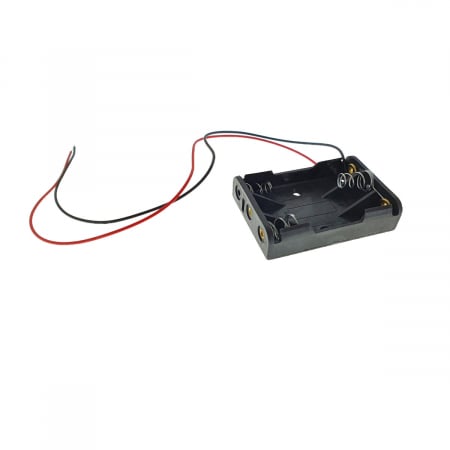 Mufe si conectori electrici - Carcasa cu suport si conectori cu 2 fire, pentru 3 baterii tip AAA R3, din plastic negru