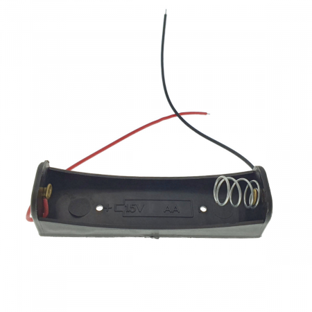 Mufe si conectori electrici - Carcasa cu suport si conectori cu 2 fire, pentru o baterie tip AA R6, din plastic negru