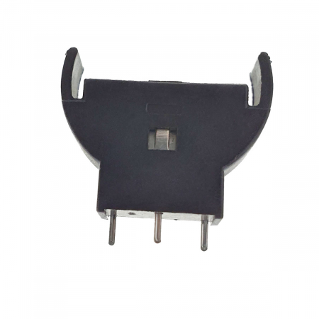 Carcasa cu suport si conectori cu 2 pini pozitivi si un pin negativ, pentru baterie CR2032, 23x21x6mm, din plastic negru [6]