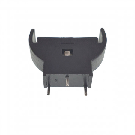 Carcasa cu suport si conectori cu 2 pini pozitivi si un pin negativ, pentru baterie CR2032, 23x21x6mm, din plastic negru [5]