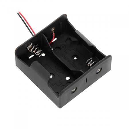 Mufe si conectori electrici - Carcasa suport pentru 2 baterii tip R20/D, PR-3869-04870, conectori cu 2 fire, neagra