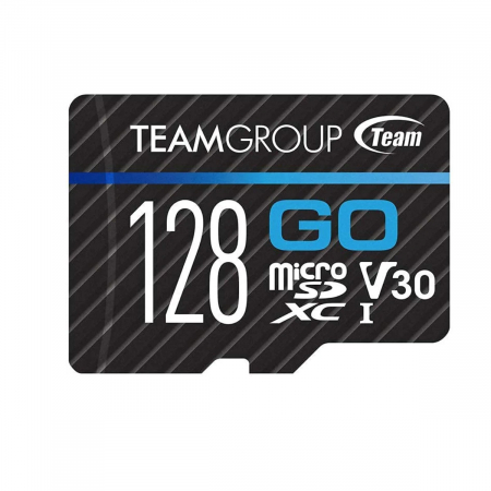 Card de memorie microSDXC 128Gb, TeamGroup GO 4K 05161, UHS-I U3 V30 4K pentru GoPro, 100/50MB/s, cu adaptor SD, negru [1]