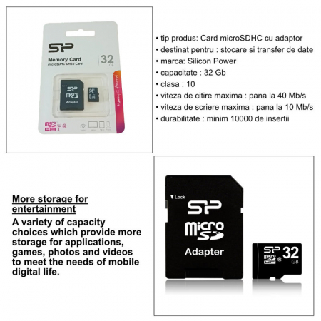 Card de memorie Silicon Power MicroSD 32GB cu Adaptor SDHC, Clasa 10 [4]