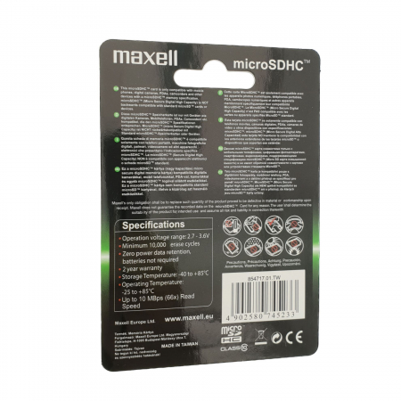 Card Maxell microSDHC 16 Gb clasa 10 cu adaptor, MAXimum [1]