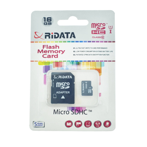 Carduri 16 Gb - Card memorie 16GB microSDHC UHS-I U1, RiDATA Flash Memory, cu adaptor SD, clasa 10