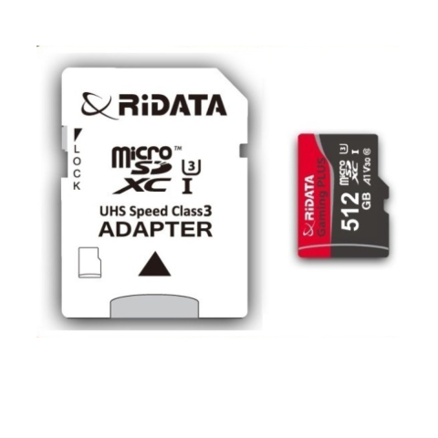 Card memorie microSDXC 512GB UHS-I U3 V30 A1 pentru Gaming, Smartphone, Camera Foto 4K, RiDATA Gaming PLUS, cu adaptor SD [1]