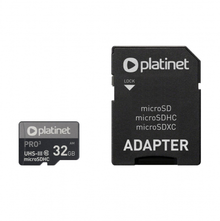 Card microSDHC 32 Gb UHS-III 70MB/S Platinet Pro 44003, clasa 10 cu adaptor [1]