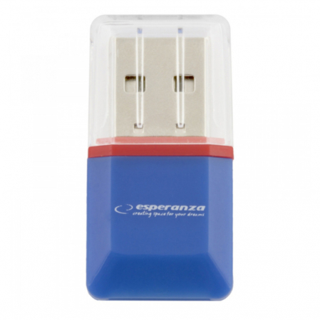 Cititor de carduri MicroSD Esperanza, USB 2.0, Albastru [1]