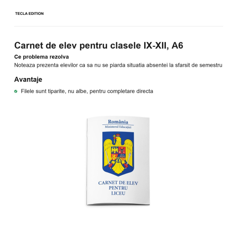 Carnet de elev pentru clasele IX-XII, A6 [1]