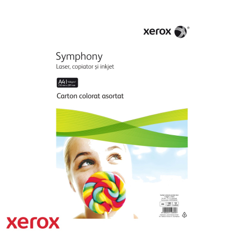 Carton si hartie speciala - Carton copiator colorat Xerox A4, 160g, set 24 coli in 12 culori inclusiv negru si maro, pentru proiecte creative