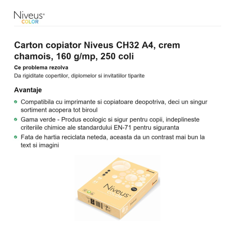 Carton copiator Niveus CH32 A4, crem chamois, 160 g/mp, 250 coli [1]