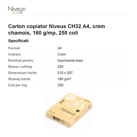 Carton copiator Niveus CH32 A4, crem chamois, 160 g/mp, 250 coli [2]