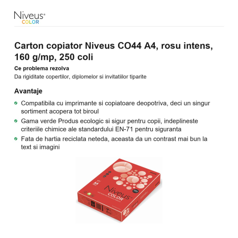 Carton copiator Niveus CO44 A4, rosu intens, 160 g/mp, 250 coli [1]
