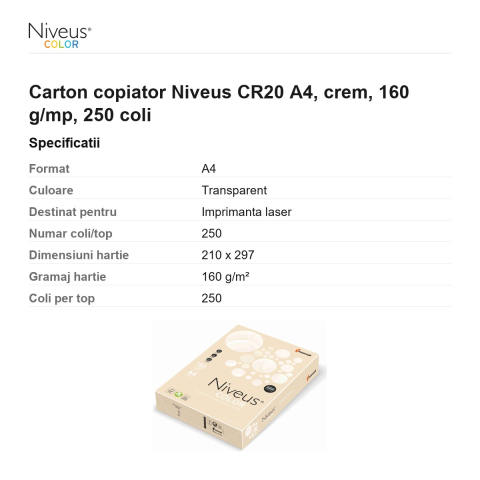 Carton copiator Niveus CR20 A4, crem, 160 g/mp, 250 coli [2]