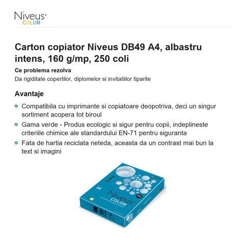 Carton copiator Niveus DB49 A4, albastru intens, 160 g/mp, 250 coli [1]