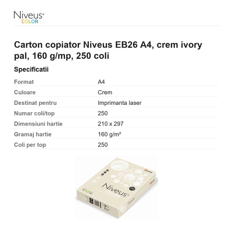 Carton copiator Niveus EB26 A4, crem ivory pal, 160 g/mp, 250 coli [2]