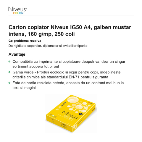 Carton copiator Niveus IG50 A4, galben mustar intens, 160 g/mp, 250 coli [1]