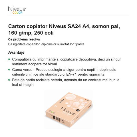 Carton copiator Niveus SA24 A4, somon pal, 160 g/mp, 250 coli [1]
