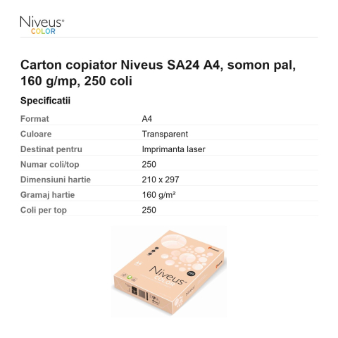 Carton copiator Niveus SA24 A4, somon pal, 160 g/mp, 250 coli [2]