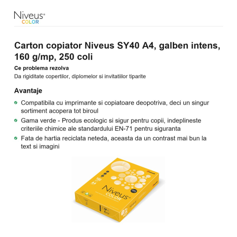 Carton copiator Niveus SY40 A4, galben intens, 160 g/mp, 250 coli [1]