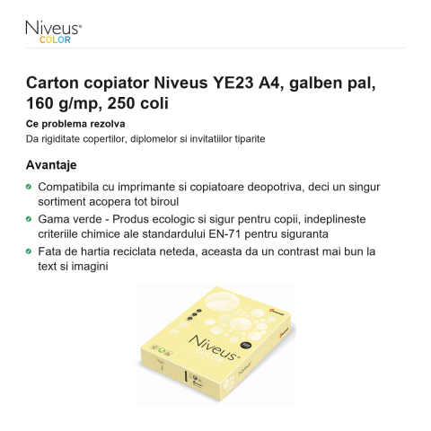 Carton copiator Niveus YE23 A4, galben pal, 160 g/mp, 250 coli [1]