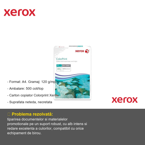 Carton copiator Xerox Colorprint A4, gramaj 120 g/mp, alb intens, 500 coli/top, compatibil laser, inkjet si copiatoare [1]