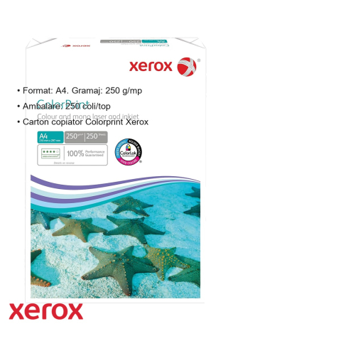 Carton copiator Xerox Colorprint A4, gramaj 250 g/mp, alb intens, pentru imprimante laser, inkjet si copiatoare, 250 coli/top [2]