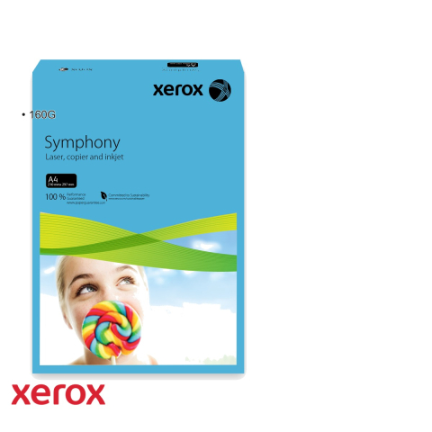Carton copiator Xerox Symphony A4, albastru intens, 160 g/mp, pentru imprimante si copiatoare, top 250 coli [2]