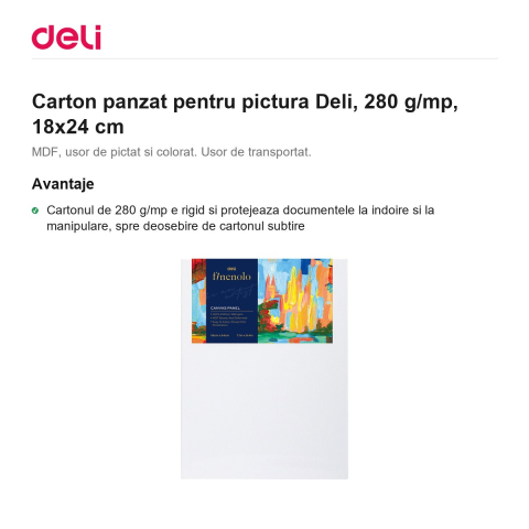 Carton panzat pentru pictura Deli, 280 g/mp, 18x24 cm [1]