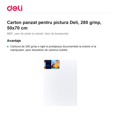 Carton panzat pentru pictura Deli, 280 g/mp, 50x70 cm [1]