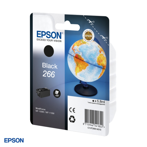 Cartus de cerneala Epson 266 Globe, 5,8 ml, randament 250 pagini, pentru WorkForce WF-100W si WF-110W, negru, C13T26614010 [3]