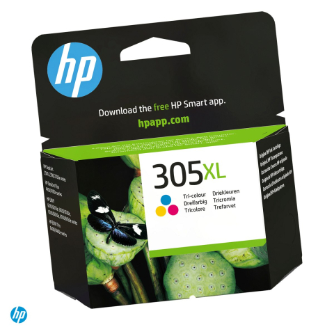 Cartuse inkjet - Cartus de cerneala HP 305XL, capacitate mare, 5 ml, cerneala dye, randament 300 pagini, pentru HP DeskJet si HP Envy, tricolor, 3YM63AE