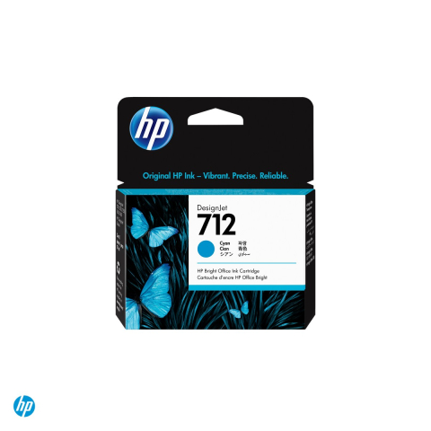 Cartus de cerneala HP 712 DesignJet, 29 ml, cerneala dye, pentru DesignJet T210, T230, T250, T630, T650, cyan, 3ED67A [3]