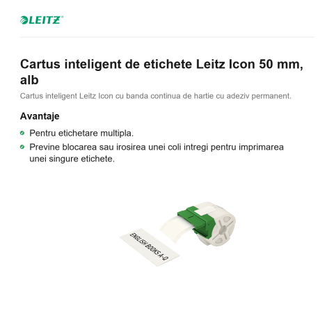 Cartus inteligent de etichete Leitz Icon 50 mm, alb [1]