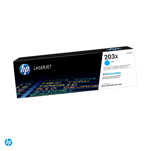 Tonere laser - Cartus toner HP 203X, capacitate mare, randament 2.500 de pagini, pentru HP Color LaserJet Pro M254, MFP M280, M281, cyan, CF541X