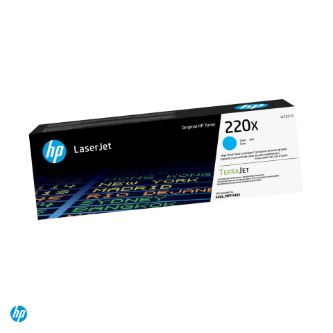Tonere laser - Cartus toner HP 220X, randament aproximativ 5.500 de pagini, pentru HP Color LaserJet Pro 4202 si MFP 4302, cyan, W2201X