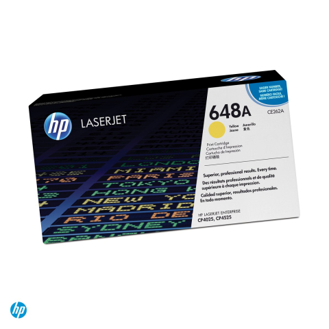 Tonere laser - Cartus toner HP 648A, randament aproximativ 11.000 de pagini, pentru HP Color LaserJet CP4025, CP4525, galben, CE262A