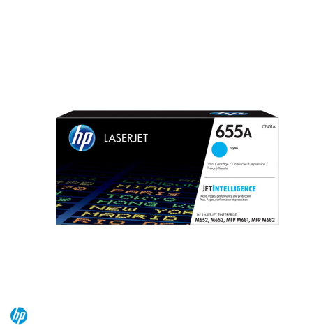 Cartus toner HP 655A, capacitate standard, randament aproximativ 10.500 de pagini, pentru HP Color LaserJet Enterprise M652, M653, MFP M681, M682, cyan, CF451A [3]