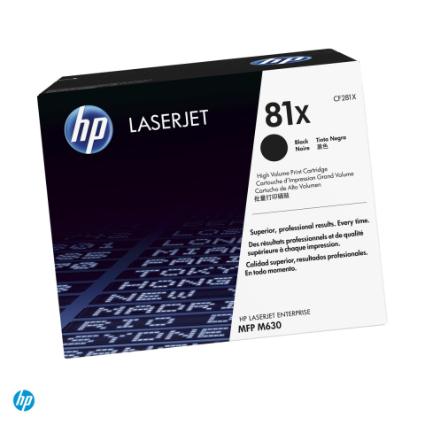 Tonere laser - Cartus toner HP 81X, capacitate mare, randament aproximativ 25.000 de pagini, pentru HP LaserJet Enterprise M605, M606, MFP M630, negru, CF281X