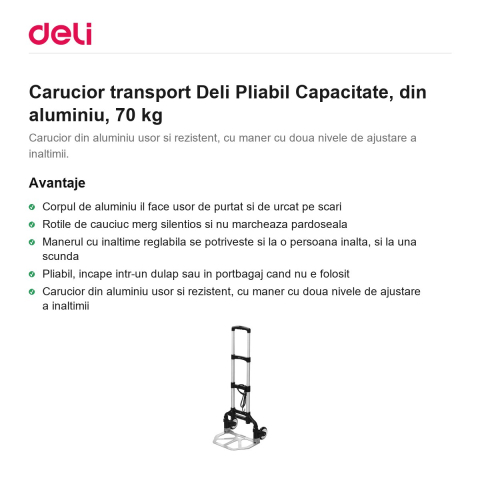 Carucior transport Deli Pliabil Capacitate, din aluminiu, 70 kg [1]
