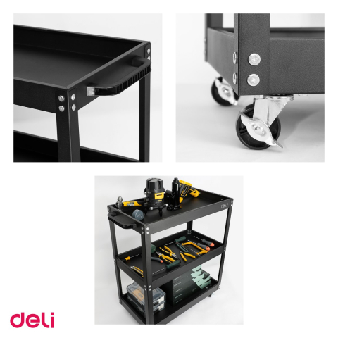 Carucior transport Deli Rotile Scule, din metal, metalic, negru, 700x350x760 mm [3]