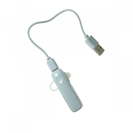 Casti wireless - Casca wireless In-Ear, Bluetooth, HQH-WH, cu cablu alimentare, tehnologie Multipoint, alba