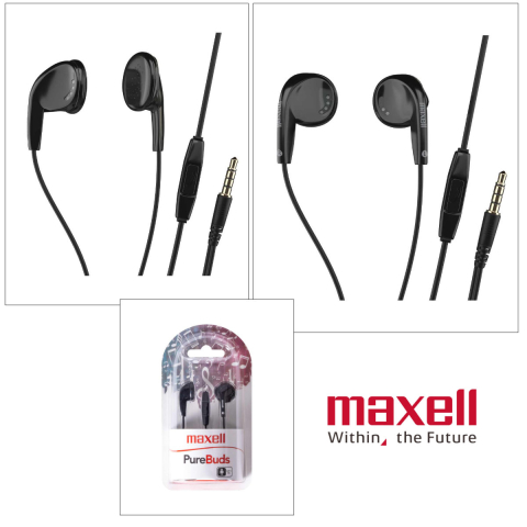 Casti audio semi-in-ear, Maxell Sound and Talk PureBuds, cu microfon incorporat si jack 3.5mm, pentru utilizare zilnica si apeluri, driver puternic 15mm, negre [3]