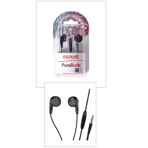 Casti audio semi-in-ear, Maxell Sound and Talk PureBuds, cu microfon incorporat si jack 3.5mm, pentru utilizare zilnica si apeluri, driver puternic 15mm, negre [1]