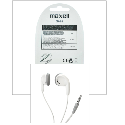 Casti audio semi-in-ear, Maxell Sound To The Max EB-98, cu jack 3.5mm, pentru utilizare zilnica, design confortabil, albe [2]