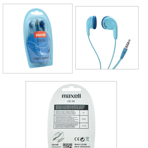 Casti audio semi-in-ear, Maxell Sound To The Max EB-98, cu jack 3.5mm, pentru utilizare zilnica, design semicircular confortabil, albastre [3]