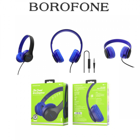 Casti Borofone Star B05 Blue-Black, On-Ear, cu microfon, conector jack 3.5mm, pentru smartphone, cablu 1.2 m, pliabile, albastre cu negru [4]
