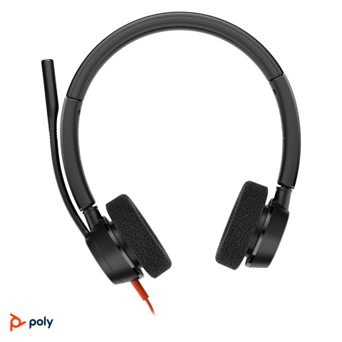 Casti - Casti cu fir HP Poly Blackwire 3320 Stereo, USB-C cu adaptor USB-A atasat, microfon cu anulare a zgomotului, control pe cablu, SoundGuard Digital, negru, 8X219AA